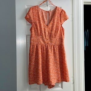 Orange floral LOVECRAZY romper